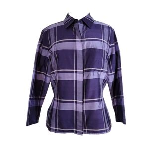 Emanuel Ungaro Silk Purple Plaid Button Down Shirt